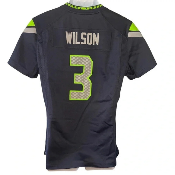 Seattle Seahawks Russell Wilson #3 NFL Nike Navy On Field Game Player Jersey - Picture 2 of 10